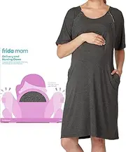 Frida Mom Labor and Delivery Gown by | Easy-Snap, Tagless, Skin-to-Skin Access for Nursing and Full Coverage in the Back