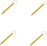 Baluue 4pcs Keychain Brass Toothpick Travel Toothpick Holder Retractable Snack Appetizer Sticks Phone Strap Lanyard Card Holder Mini Toothpick Case Carabiner Portable Badge Copper Golden