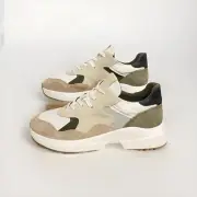 AllSaints Skye Chunky Runner Leather Suede Textile Lace Up Sneakers NIB