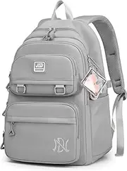 [Generic] Women's Backpack School Bag Notebook Bag 15.6 inch Casual Backpacks Large Nylon, Grey Grey One Size