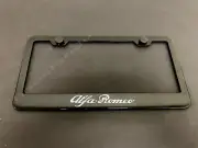 1x ALFA ROMEO BLACK Stainless Metal License Plate Frame + Screw Caps (for: Alfa Romeo)