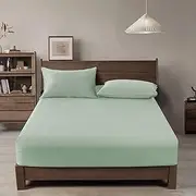 [PHF] Truly Velvet Fitted Sheet King Size, 1 Pack Luxury Super Soft Cozy Comfy Flannel Bed Sheets with 15'' Deep Pocket, Suitable for Fall Winter and Spring, No Pillowcases, Bean Green