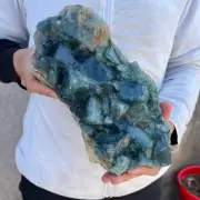 9.4lb NATURAL Green Cube FLUORITE Quartz Crystal Cluster Mineral Specimen
