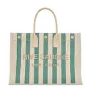 rive gauche tote bag in striped canvas and smooth leather One size Nude