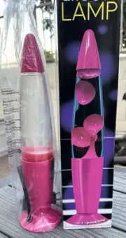 Lava Lamp Motion Pink 13.5” X 2.25” New With Light Bulb groovy Vibrant Color