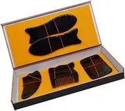 HONMEET 5Pcs Cattle Horn Scraping Board for Traditional Chinese Massage Therapy Spa Relaxation and Relief Tools