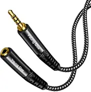 Headphone Extension Cable 1 ft, 4 Pole Nylon Braid 3.5mm TRRS Male to Female Lossless Stereo Audio Adapter Extension Cable for Tablet/PC/ PS4 and More (3FT/1M)