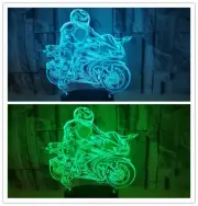 3D Motorcycle Night Light 7 Color Change LED Desk Lamp Touch Room Decor Gift o