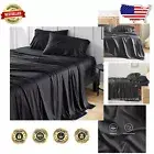 Elegant Full Size Cooling Sheets Set - Bamboo Rayon, Soft & Breathable, Black