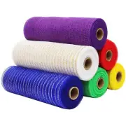 6 Rolls Burlap Mesh Ribbon 10"x30FT Red White Green Yellow Christmas Decor DIY