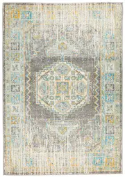Celine Grey Medallion Distressed Rug