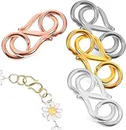 OHPHCALL 4Pcs Necklace S Hook Clasps with Jump Rings Durable Jewelry Connectors Finishes for Crafting Repairing Necklaces and Bracelets