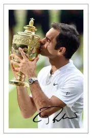 ROGER FEDERER 6x4 WIMBLEDON CHAMPION 2017 AUTOGRAPH TENNIS SIGNED PHOTO PRINT