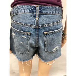 N1468 全新Abercrombie & Fitch 26腰刷破不修邊抽鬚爆瘦低腰牛仔短褲denim shorts