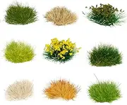 Warmtree 126 Pcs Static Grass Bushy Tufts Lowland Shrubs Tuft Terrain Model Kit for Train Landscape Railroad Scenery Sand Military Layout Model Miniature Bases and Dioramas