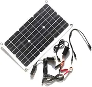20W 18v Semi Flexible Solar Panel Monocrystalline Cell, Dual USB, Alligator Clips, DC for Car Yacht Led Light RV 12v Battery Boat Outdoor Charger