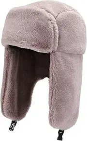 KJIASDFE Winter Cycling Ski Hat Warm Earmuffs Thicken Plush Ear-Flapped Hat for Men Women Windproof Cap,Dark Pink-6 1/4