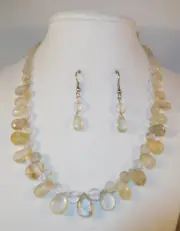 Handcrafted Natural Faceted Rutilated Quartz Sterling Necklace & Earrings by HLS