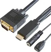 GOPPA GP-HDV15K-10 HDMI VGA (Audio 0.1 inch (3.5 mm) with Micro-B) Conversion Cable, 3.3 ft (1 m)