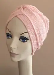 NWT Lemon Classic Turban Chemo Hair Loss PINK Stretch Polyester w Sparkles