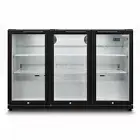 ❄BRAND NEW 330L 3 DOOR GLASS UNDERBENCH BACK BAR BLACK DISPLAY FRIDGE Key Lock❄️