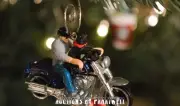 Harley Davidson Softail Motorcycle Custom 1/64 Christmas Ornament Black Lab Dog