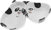 CHICAMPERA 2PCS Ceramic Panda Dipping Bowls Appetizer Plates for Soy Sauce Vinegar and Condiments Playful Kitchen Tableware for Home and Restaurants Versatile Asian Serving Dishes