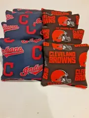 8 Cornhole Bag Set Corn Hole Cleveland Browns and Indians