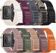 Lenrao 10 Pack Soft Nylon Solo Loop Bands Compatible with Apple Watch 38mm 40mm 41mm 42mm 44mm 45mm 49mm for Women Men, Breathable Stretchy Braided Strap for iWatch Series Ultra/8/7/6/5/4/3/2/1/SE
