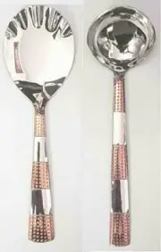 Stainless Steel Copper Plated Ladle and Serving Rice Spoon - Set of 2