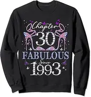 [X.Style] Womens Chapter 30 Fabulous Since 1993 30th Birthday Queen Sweatshirt ds1940 Sweater (2XL) Black