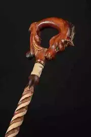 Sorrel Horse Walking Stick, Handmade Wooden Cane for Gift, Carved Hiking Baston