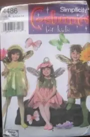 Simplicity Sewing Pattern 4486 Childs Toddler Fairy Costumes Size 3-8