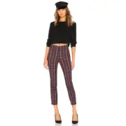 NWT!! RAG & BONE Simone Yoke Pants Burgundy Plaid Dark Academia Whimsigoth 0