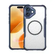 For iPhone 16 Plus Case, Compatible with MagSafe Carbon Texture Cover,Blue