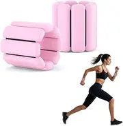 Adjustable Wrist and Ankle Weights Set, 1 lb Each, Pink Silicone Bangles for Exercise, 2-Piece