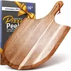 KitchenStar Acacia Wood Pizza Peel 16 inch - 16" Wooden Pizza Paddle for Oven