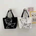 Canvas Mini Handbags with Zipper Lunch Bag Fashion Storage Bags Travel