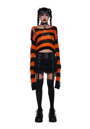 [Trickz N' Treatz] Night Of Fright Distressed Sweater