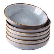 8.5'' Large Pasta Bowls, 36oz Ceramic Salad Serving Set of 6 Reactive Blue