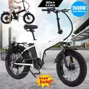 1500W Fold Electric Bike eBike Mountain Bicycle Fat fetus E-Bike Commuter