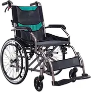 Wheelchair Aluminum Manual Wheelchair W/Swing-Away Foot Rest and Front and Rear Parking Brake Lightweight Foldable Transport Wheelchair for Adults Elderly,220lbs Driving Trolley
