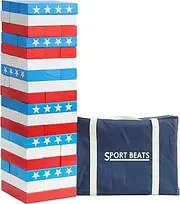 Large Tower Game Life Size Lawn Yard Outdoor Games for Adults and Family Wooden Stacking Games- Includes Rules and Carry Bag-54 Large Blocks