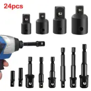 12X Drill Socket Adapter Set Impact Nut Driver Bit Extension Hex 1/4" 1/2" 3/8"