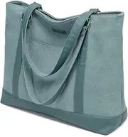 Canvas Laptop Tote Work Bag for Women with 15.6 Inch Computer Compartment Pockets