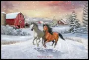 Running in Snow - Chart Counted Cross Stitch Patterns Needlework DIY DMC Color