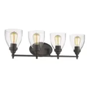 ELISSA Transitional 4 Light Rubbed Bronze Bath Vanity Light Clear Glass 30"...