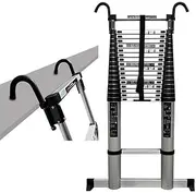 Telescopic Ladder Ladders Climb Telescoping Ladder with Stabilizer Bar Aluminum Telescopic Extension Ladder 440 Pounds Capacity ge Vision
