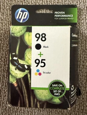 New HP 98 Black + 95 Tri-Color Combo Pack Ink Cartridges Exp. Sep. 2015 CB327FN