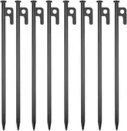 8 Pack Tent Stakes, 30cm Heavy Duty Metal Tent Pegs, Forged Steel Tent Pegs for Camping Unbreakable and Inflexible for Outdoor Camping Canopy and tarp (Black)